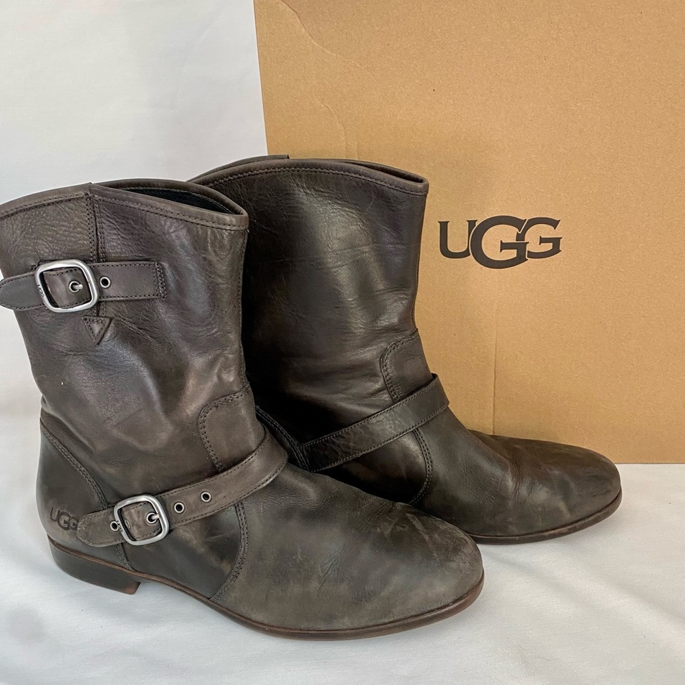 Ugg Frances Boot Sz 10 Gray Brown Leather